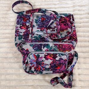 Vera Bradley Neon Blooms duo - Vera tote and little hipster